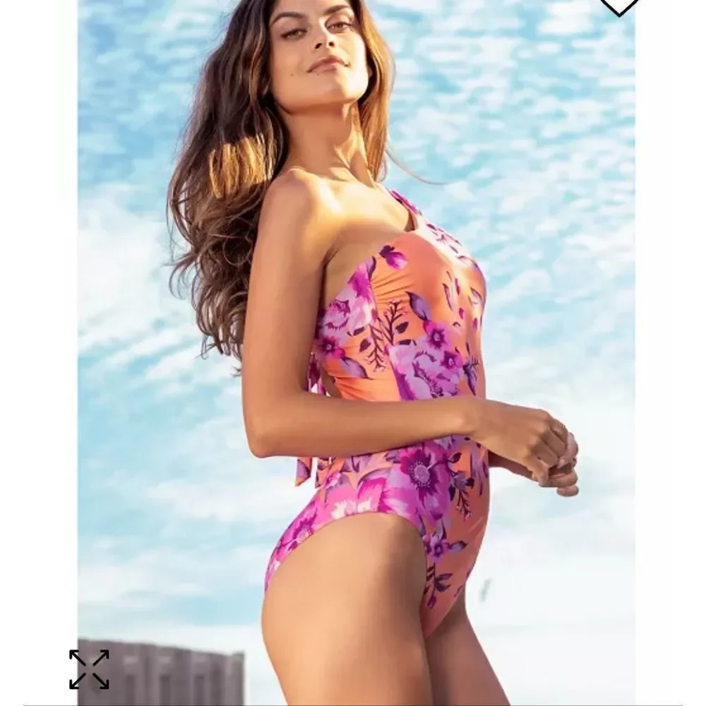 Becca Virtue In Full Bloom Arabella Floral Print One Shoulder One Piece … - Picture 5 of 14